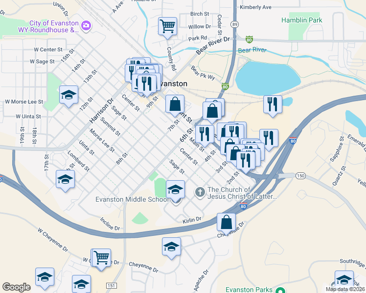 map of restaurants, bars, coffee shops, grocery stores, and more near 509 Center Street in Evanston
