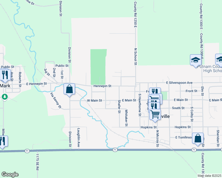 map of restaurants, bars, coffee shops, grocery stores, and more near 103 North Turner Street in Granville