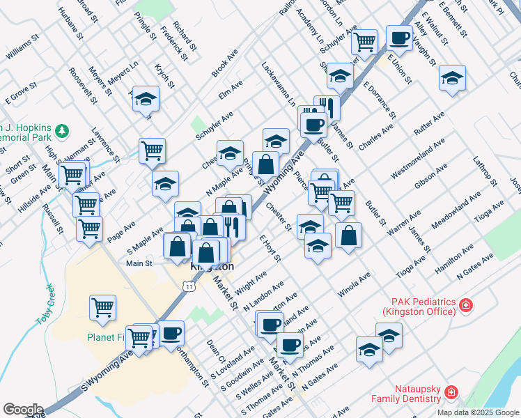 map of restaurants, bars, coffee shops, grocery stores, and more near 312 Wyoming Ave in Kingston