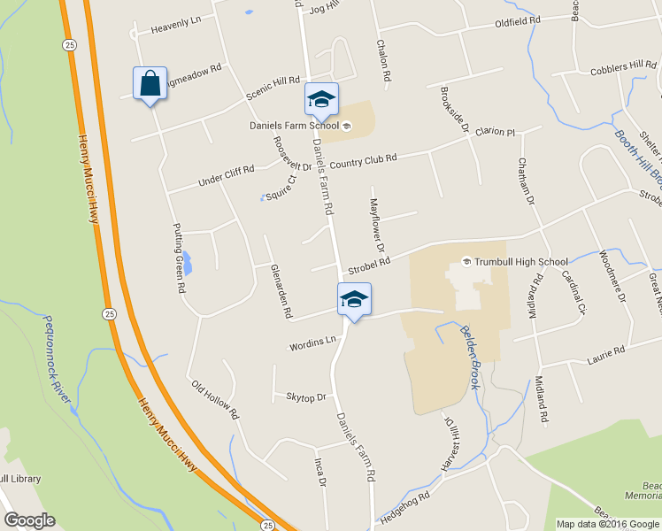 map of restaurants, bars, coffee shops, grocery stores, and more near 11 Meadow Wood Road in Trumbull