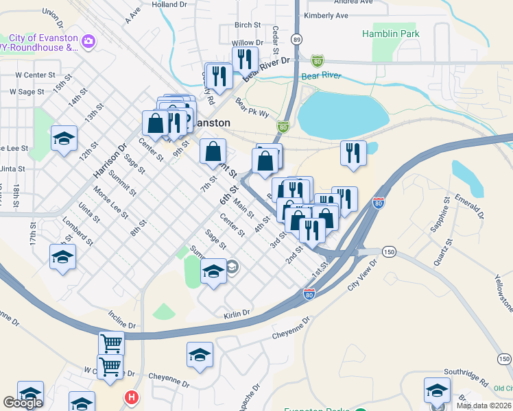 map of restaurants, bars, coffee shops, grocery stores, and more near 524 Front Street in Evanston