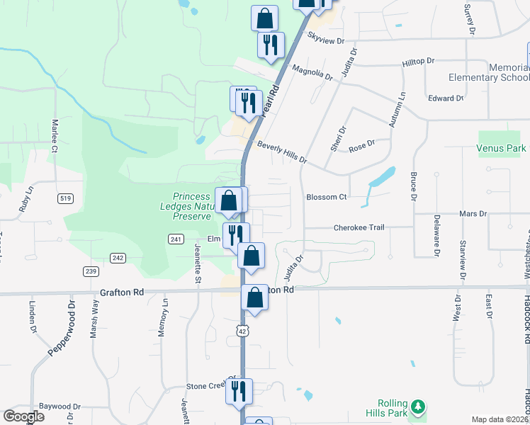 map of restaurants, bars, coffee shops, grocery stores, and more near 4243 Bennington Boulevard in Brunswick