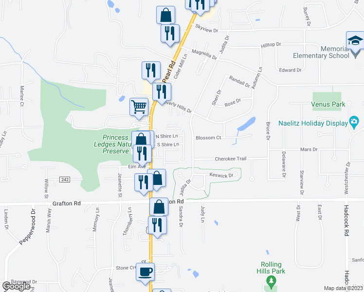 map of restaurants, bars, coffee shops, grocery stores, and more near 398 Blacksmith Way in Brunswick