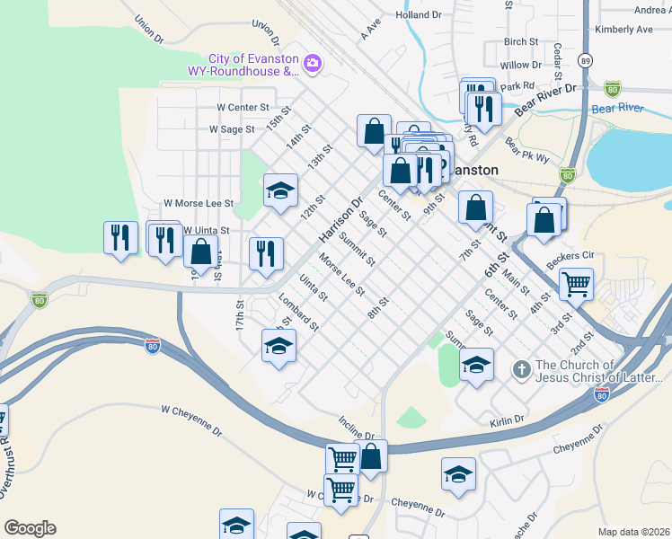 map of restaurants, bars, coffee shops, grocery stores, and more near 625 10th Street in Evanston