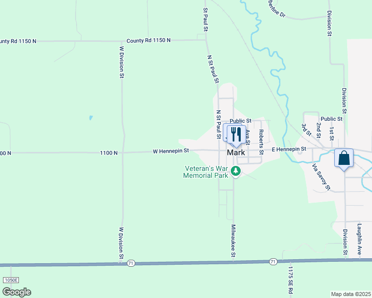 map of restaurants, bars, coffee shops, grocery stores, and more near 232 West Hennepin Street in Granville
