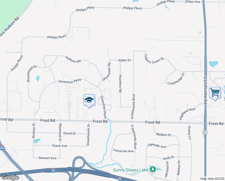 map of restaurants, bars, coffee shops, grocery stores, and more near 961 Bristol Lane in Streetsboro