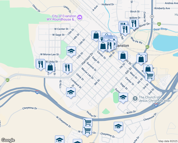 map of restaurants, bars, coffee shops, grocery stores, and more near 537 10th Street in Evanston