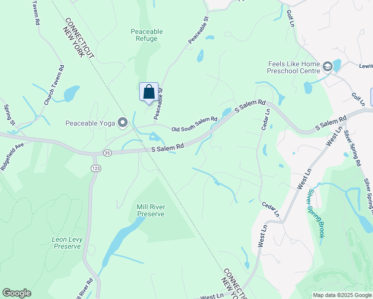 map of restaurants, bars, coffee shops, grocery stores, and more near 201 South Salem Road in Ridgefield