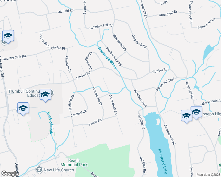 map of restaurants, bars, coffee shops, grocery stores, and more near 19 Great Neck Road in Trumbull