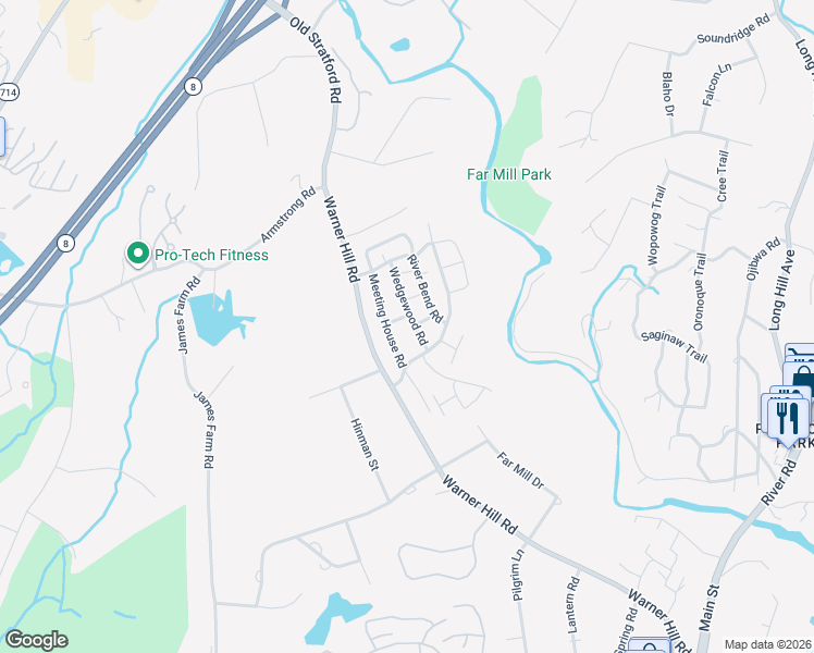 map of restaurants, bars, coffee shops, grocery stores, and more near 52 Wedgewood Road in Stratford