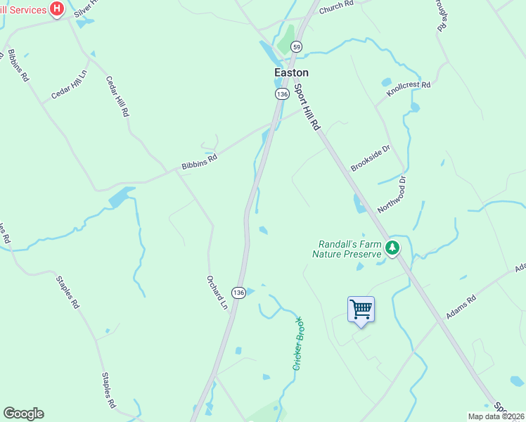 map of restaurants, bars, coffee shops, grocery stores, and more near 85 Westport Road in Easton