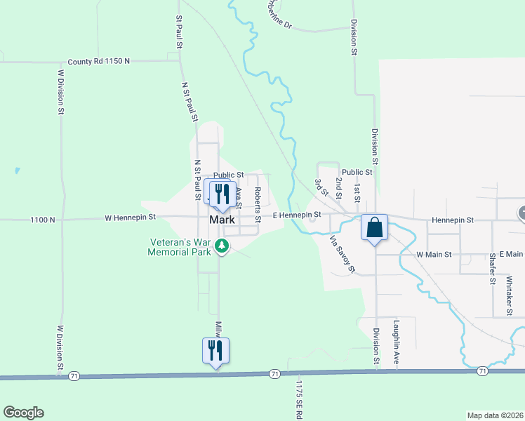 map of restaurants, bars, coffee shops, grocery stores, and more near 316 West Hennepin Street in Granville