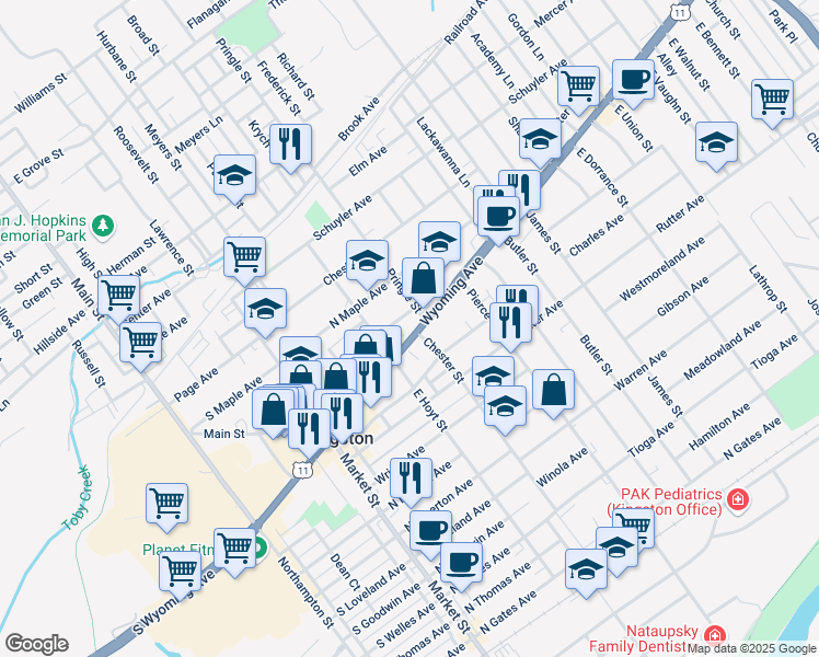 map of restaurants, bars, coffee shops, grocery stores, and more near 312 Wyoming Ave in Kingston