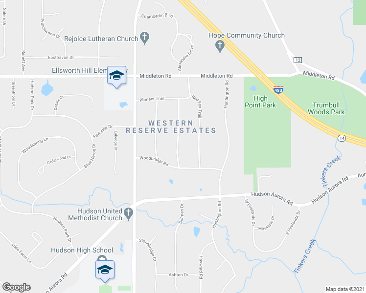 map of restaurants, bars, coffee shops, grocery stores, and more near 7583 Sugarbush Trail in Hudson