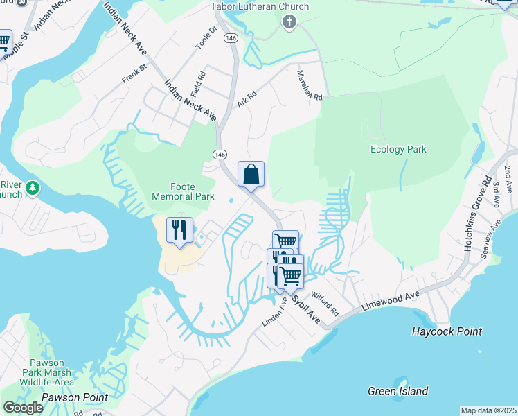 map of restaurants, bars, coffee shops, grocery stores, and more near 157 South Montowese Street in Branford