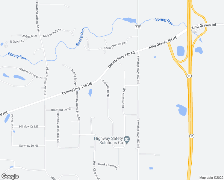 map of restaurants, bars, coffee shops, grocery stores, and more near 2292 Celestial Drive Northeast in Warren