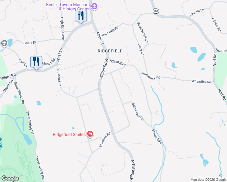 map of restaurants, bars, coffee shops, grocery stores, and more near 93 Soundview Road in Ridgefield