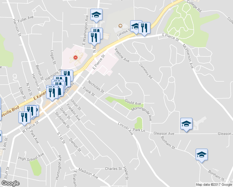 map of restaurants, bars, coffee shops, grocery stores, and more near 434 Forest Drive in Council Bluffs