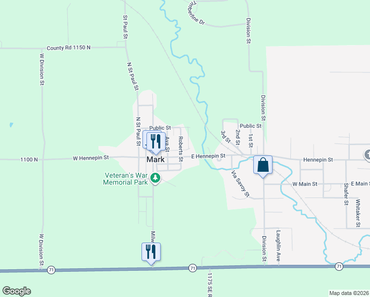 map of restaurants, bars, coffee shops, grocery stores, and more near 316 West Hennepin Street in Granville