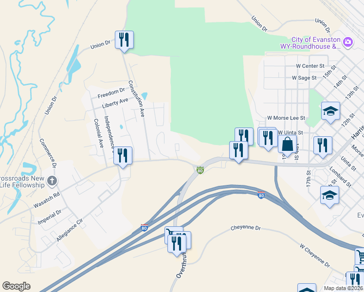 map of restaurants, bars, coffee shops, grocery stores, and more near 101 Westview Court in Evanston