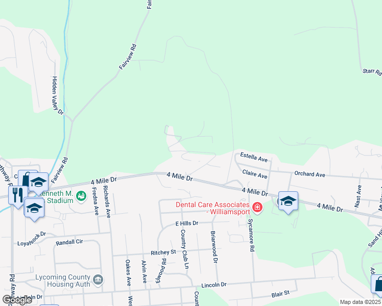 map of restaurants, bars, coffee shops, grocery stores, and more near 399-2401 Madden Road in Montoursville