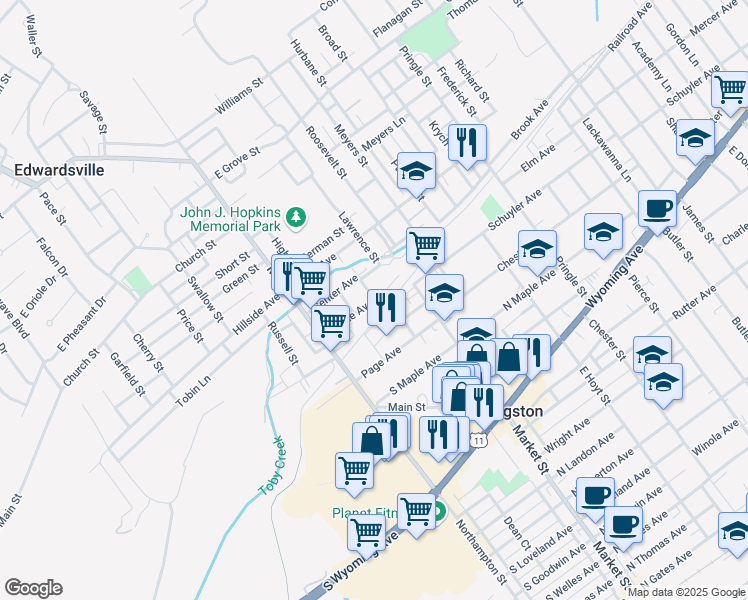map of restaurants, bars, coffee shops, grocery stores, and more near 109 Payne Avenue in Kingston