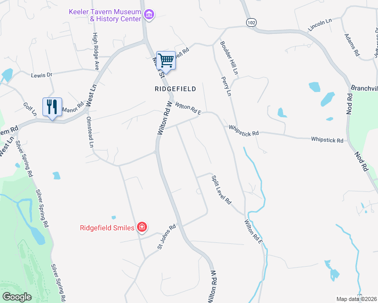 map of restaurants, bars, coffee shops, grocery stores, and more near 93 Soundview Road in Ridgefield
