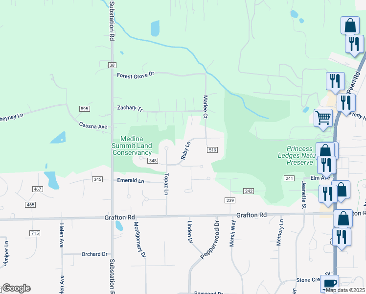 map of restaurants, bars, coffee shops, grocery stores, and more near 4667 Ruby Lane in Brunswick