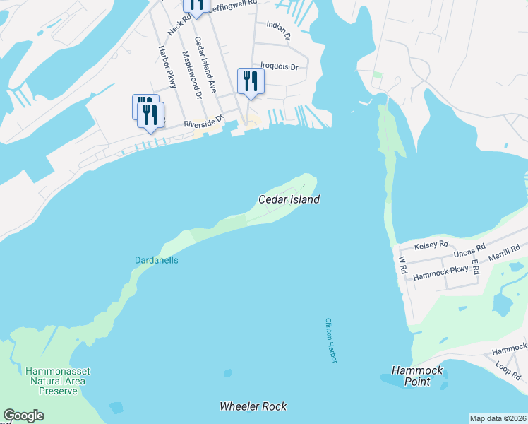 map of restaurants, bars, coffee shops, grocery stores, and more near 14 Wigwam Street in Clinton