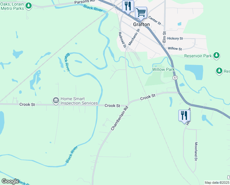 map of restaurants, bars, coffee shops, grocery stores, and more near 814 Mechanic Street in Grafton