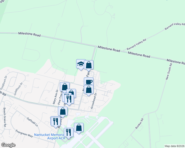 map of restaurants, bars, coffee shops, grocery stores, and more near 6 Sun Island Road in Nantucket