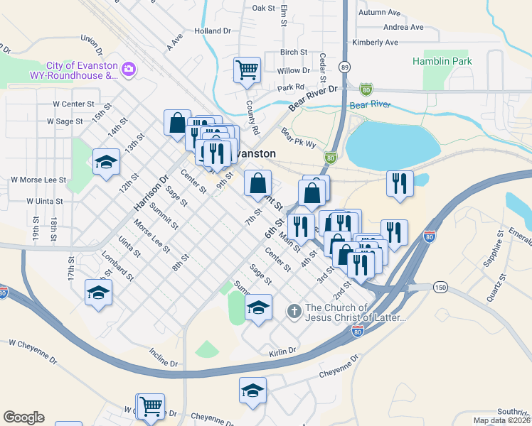 map of restaurants, bars, coffee shops, grocery stores, and more near 621 Main Street in Evanston
