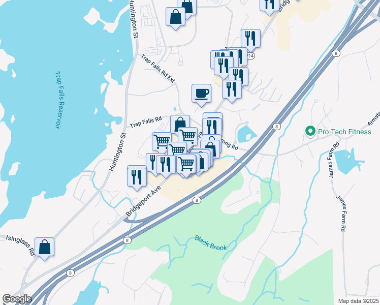 map of restaurants, bars, coffee shops, grocery stores, and more near 858 State Highway 714 in Shelton