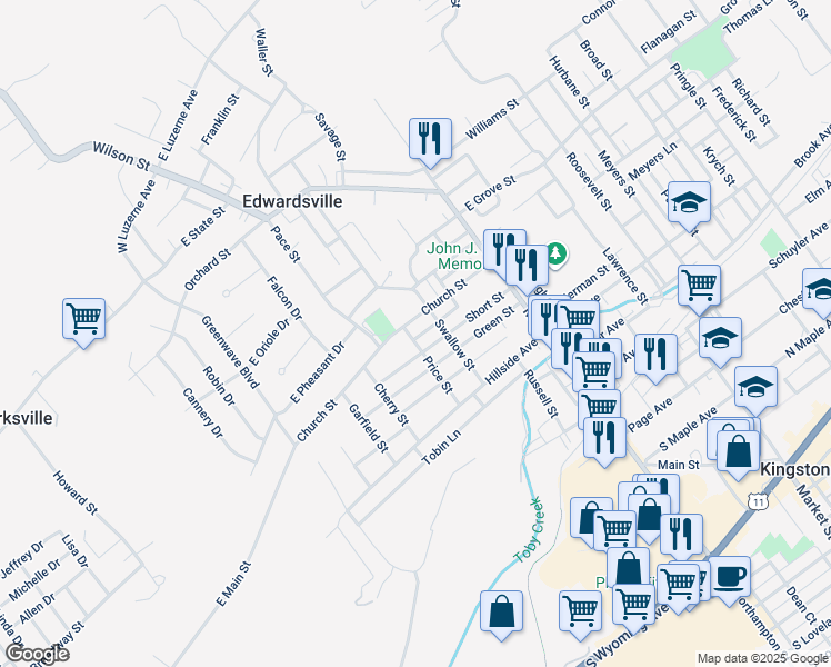 map of restaurants, bars, coffee shops, grocery stores, and more near 139 Bunny Lane in Kingston