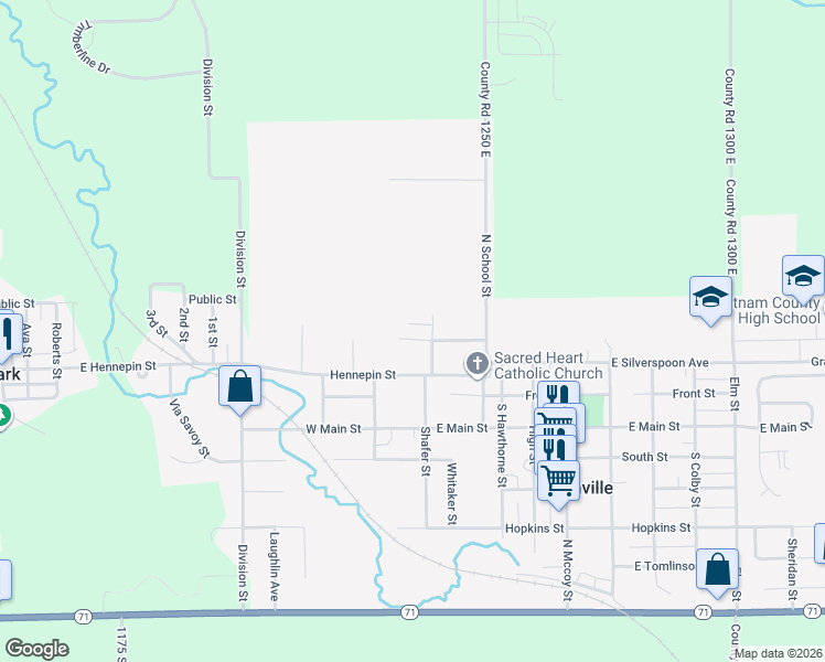 map of restaurants, bars, coffee shops, grocery stores, and more near 406 Edwards Street in Granville