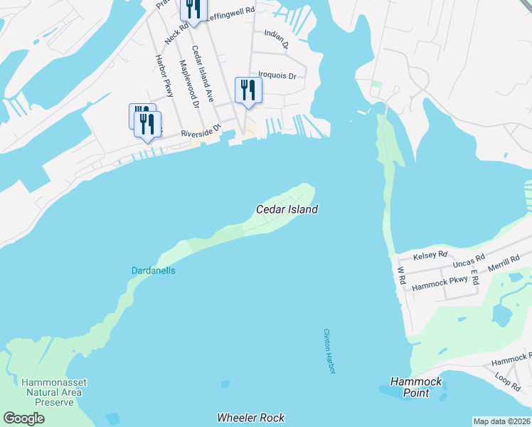 map of restaurants, bars, coffee shops, grocery stores, and more near 66 Hammonasset Avenue in Clinton