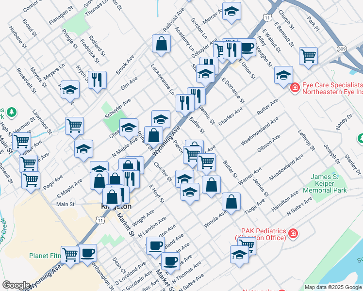 map of restaurants, bars, coffee shops, grocery stores, and more near 31 Reynolds St in Kingston
