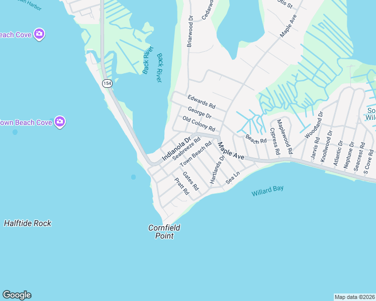 map of restaurants, bars, coffee shops, grocery stores, and more near 5 Seabreeze Road in Old Saybrook