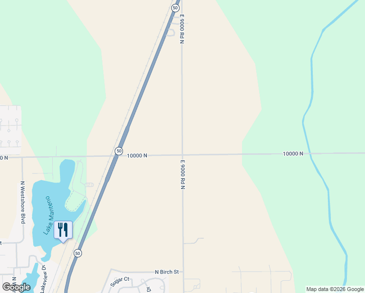 map of restaurants, bars, coffee shops, grocery stores, and more near East 9000 Road North in Manteno