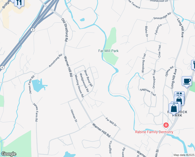 map of restaurants, bars, coffee shops, grocery stores, and more near 199 Smoke Valley in Stratford