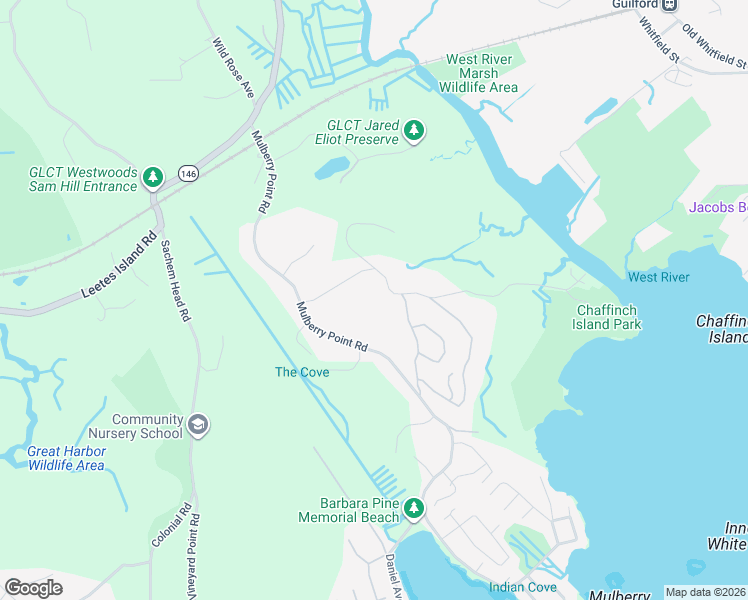 map of restaurants, bars, coffee shops, grocery stores, and more near 127 Chaffinch Island Road in Guilford
