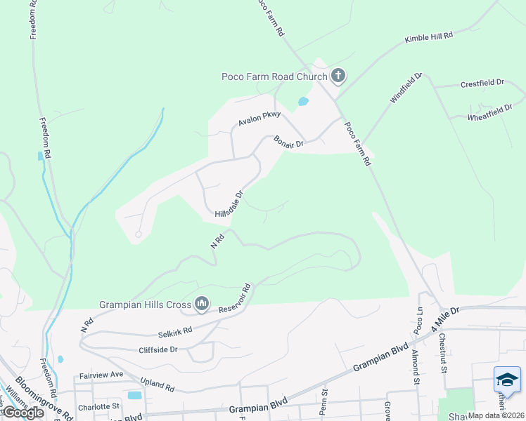 map of restaurants, bars, coffee shops, grocery stores, and more near Wynwood Lane in Williamsport