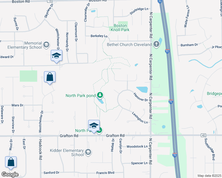 map of restaurants, bars, coffee shops, grocery stores, and more near 359 Northbridge Court in Brunswick