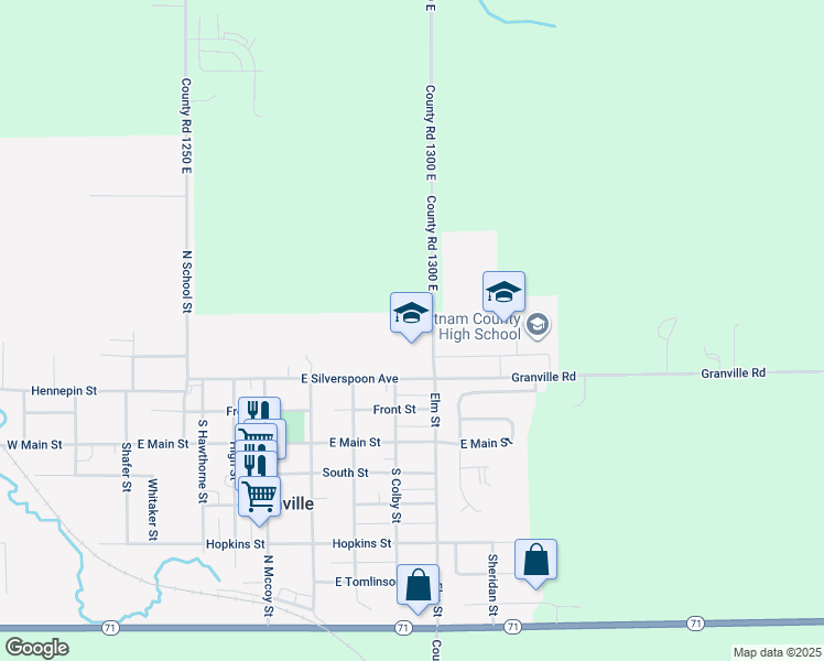 map of restaurants, bars, coffee shops, grocery stores, and more near 400 East Silverspoon Avenue in Granville