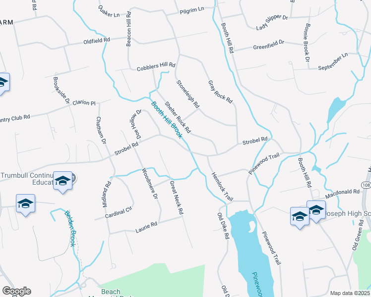 map of restaurants, bars, coffee shops, grocery stores, and more near 195 Strobel Road in Trumbull