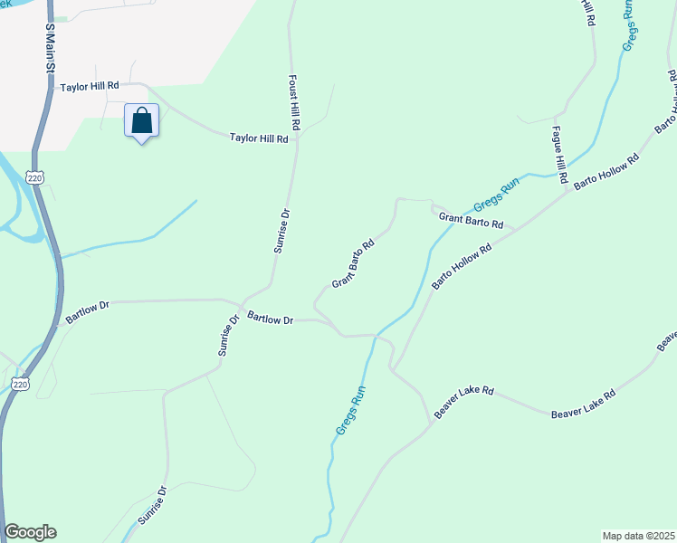 map of restaurants, bars, coffee shops, grocery stores, and more near 745 Bartlow Drive in Hughesville
