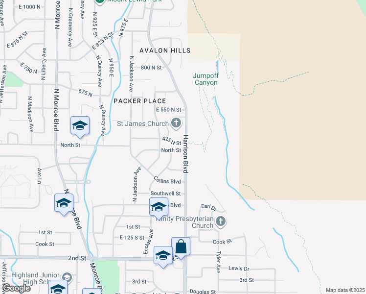 map of restaurants, bars, coffee shops, grocery stores, and more near 1172 North Street in Ogden