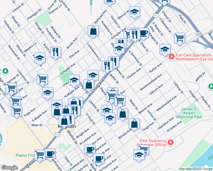 map of restaurants, bars, coffee shops, grocery stores, and more near 31 Reynolds St in Kingston