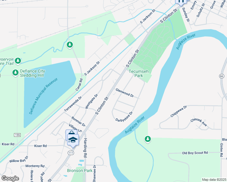 map of restaurants, bars, coffee shops, grocery stores, and more near 1557 South Clinton Street in Defiance
