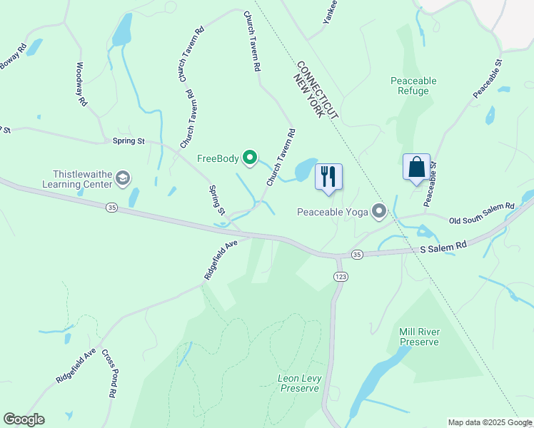 map of restaurants, bars, coffee shops, grocery stores, and more near 52 Church Tavern Road in South Salem